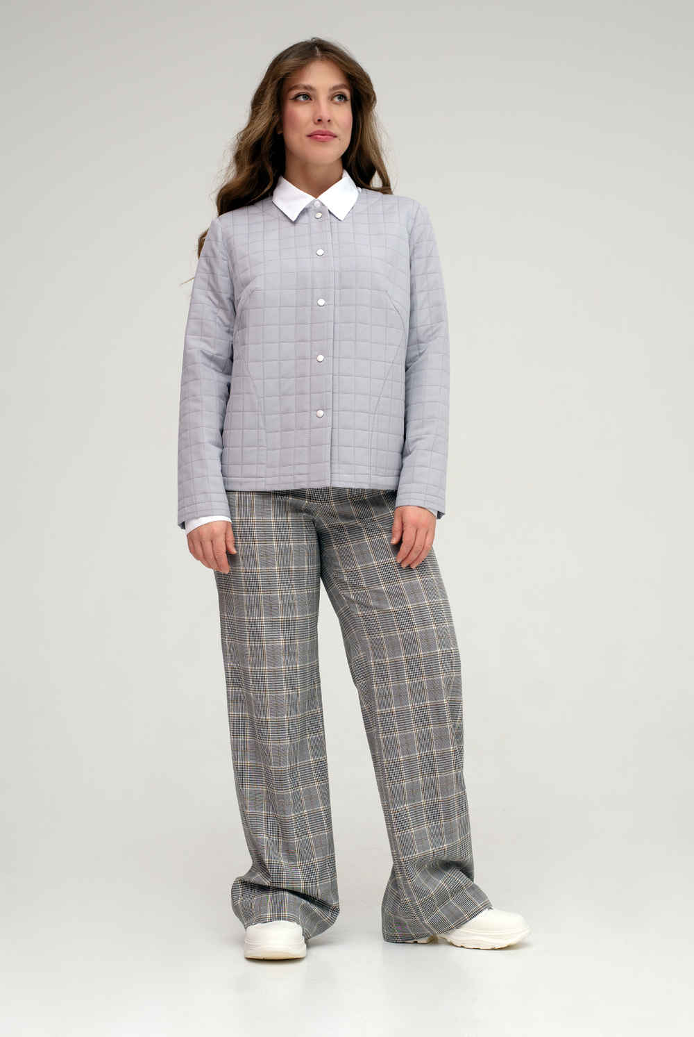 Жакет женский 4446ВП, Серая клетка #485Скл044446ВП