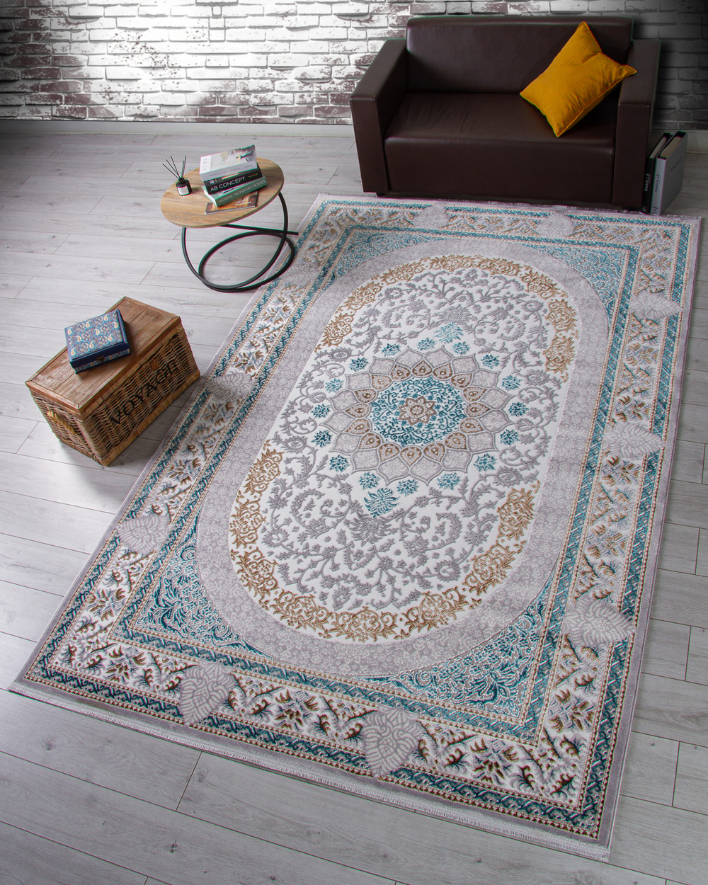 Ковер F638 - GREEN-BLUE - Прямоугольник - коллекция HALIF размер 200*300 см