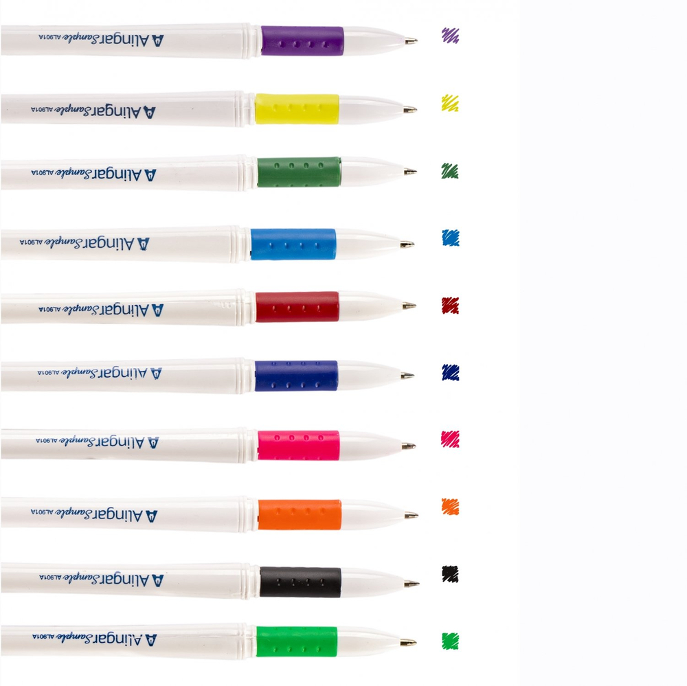 Набор гелевых ручек Alingar, 10 цветов, 0,55мм, резиновый грип, белый, круглый пластиковый корпус, ПВХ чехол, европодвес