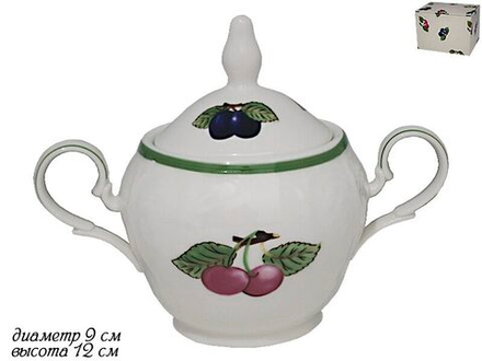 Lenardi 105-557 Сахарница 250 мл ФРУКТЫ в под.уп.(х48)Фарфор