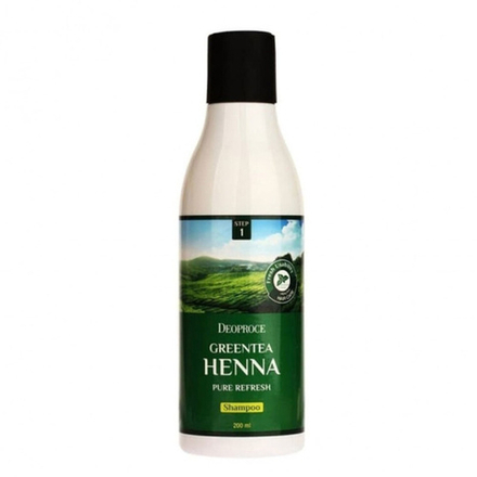 DEOPROCE GREENTEA HENNA PURE REFRESH SHAMPOO Восстанавливающий шампунь для волос с экстрактом  зелёного чая и хной 200мл