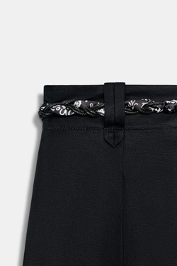 ZARA БРЮКИ ИЗ ПОПЛИНА С ПОЯСОМ-ПЛАТКОМ, МОРСКОЙ СИНИЙ