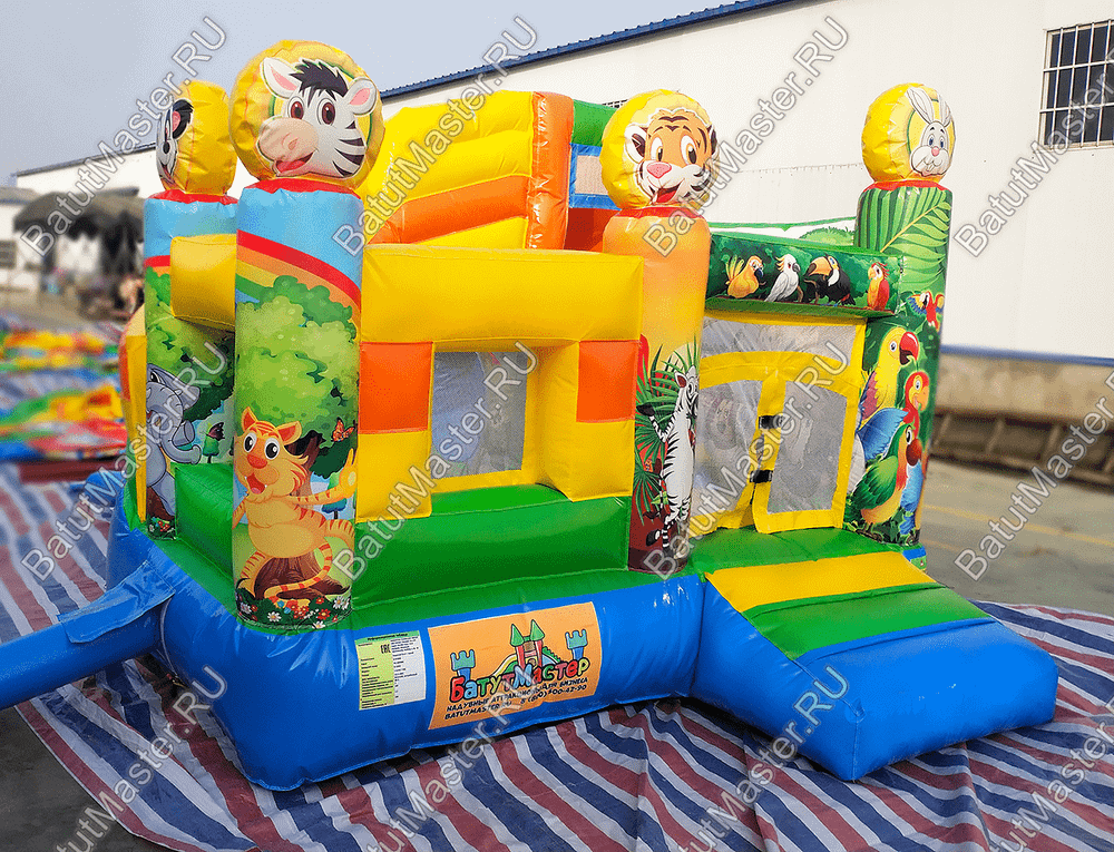 Детский надувной батут "Попугайчики и их друзья", размер 3,5*3*2,7 м