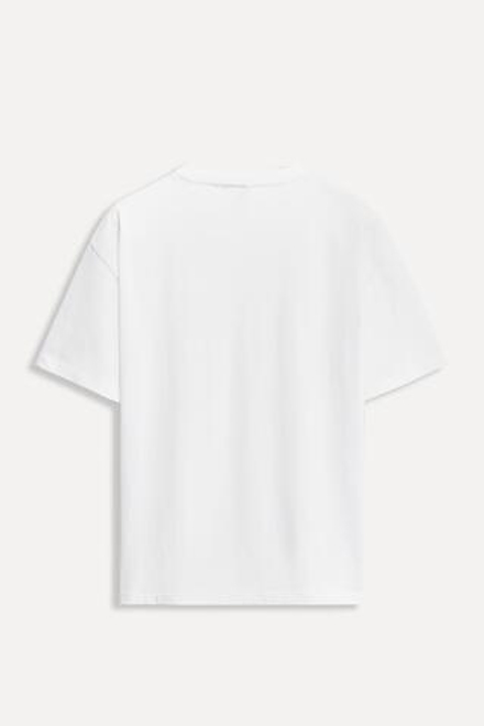 ZARA ФУТБОЛКА С НАШИВКОЙ, БЕЛЫЙ
