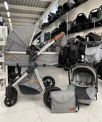 Коляска-трансформер 3в1 Luxmom V9 Серый текстиль