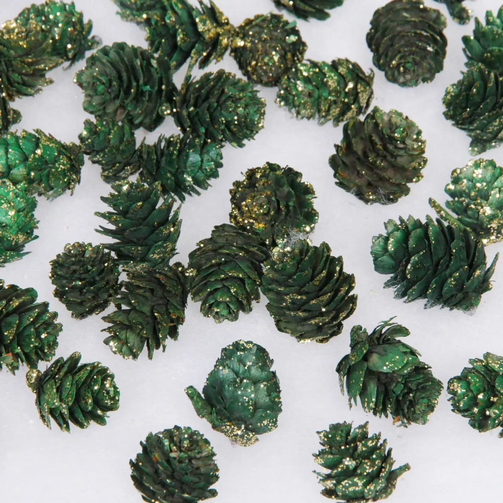 Композиция для декора «Лесные шишки» 10*10*11 см (120гр), изумруд