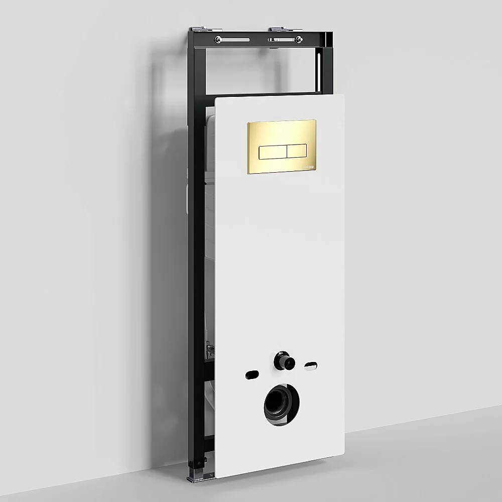 Инсталляция для унитаза WasserKraft Salm 27TLT.010.ME.WH.PG03 белая панель/кнопка золото глянец