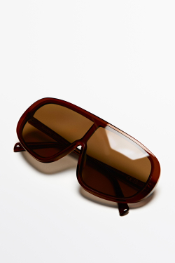 Massimo Dutti Массивные солнцезащитные очки с облегающей оправой, карамельный