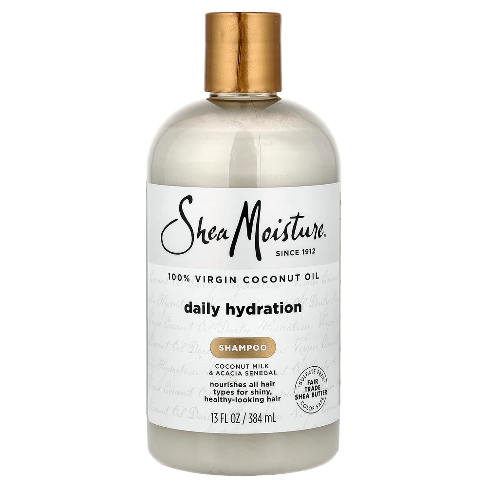 SheaMoisture, 100% кокосовое масло первого отжима, шампунь для ежедневного увлажнения, для всех типов волос, 384 мл (13 жидк. Унций)