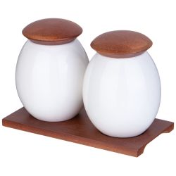 НАБОР БАНОК С ДЕРЕВ. КРЫШКОЙ LEFARD "NATIVE" 18,5*12 СМ 400 МЛ 2 ШТ. НА ДЕРЕВ. ПОДСТАВКЕ (КОР=18ШТ.)