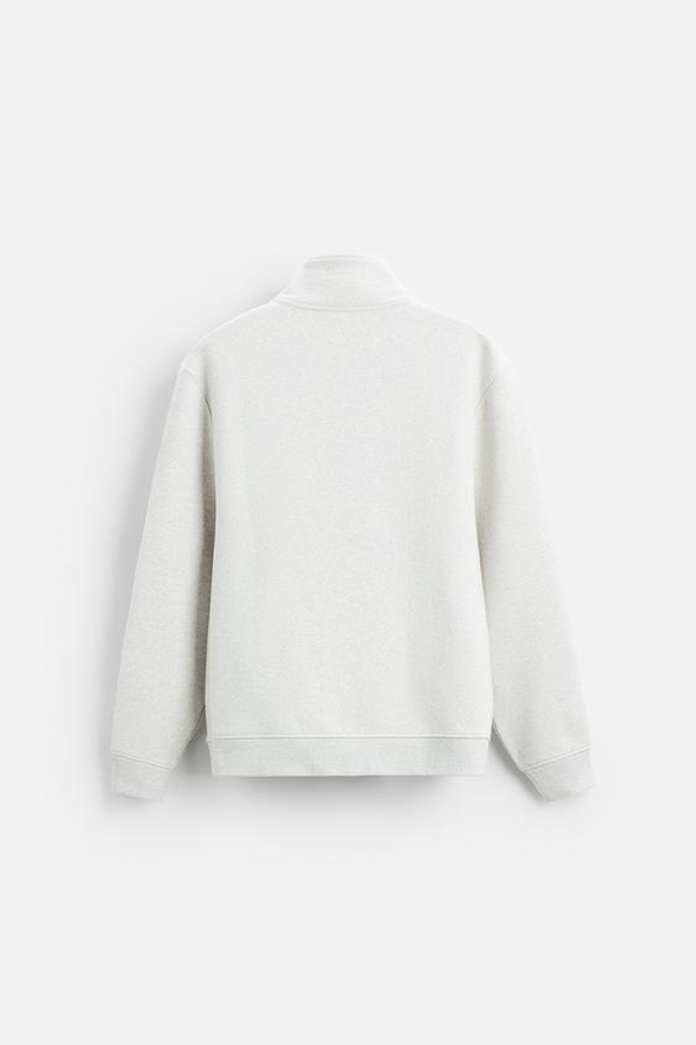 ZARA ТОЛСТОВКА С ВЫШИТЫМ ВОРОТНИКОМ НА МОЛНИИ, СЕРЫЙ С МЕЛАНЖЕВЫМ ЭФФЕКТОМ