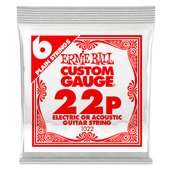 Струна одиночная для акустической и электрогитары ERNIE BALL 1022 Plain Steel .022