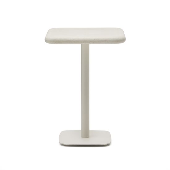 Уличный стол Dina высокий белый из цемента и стали со столешницей 70х70 см