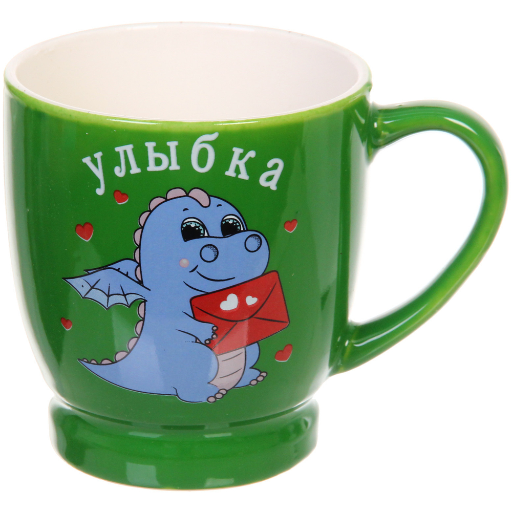 Кружка керамическая 210мл «Дракоша» пожелания, зеленая