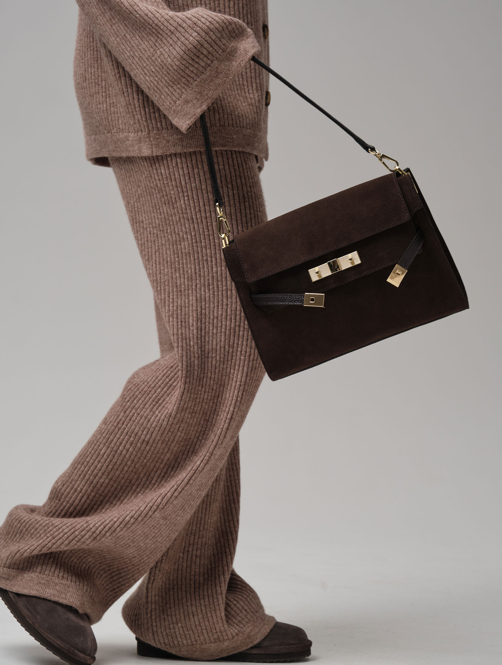 Замшевая сумка Rachel DBR 31361 черный каштан