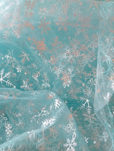 Органза снежинки БИРЮЗА