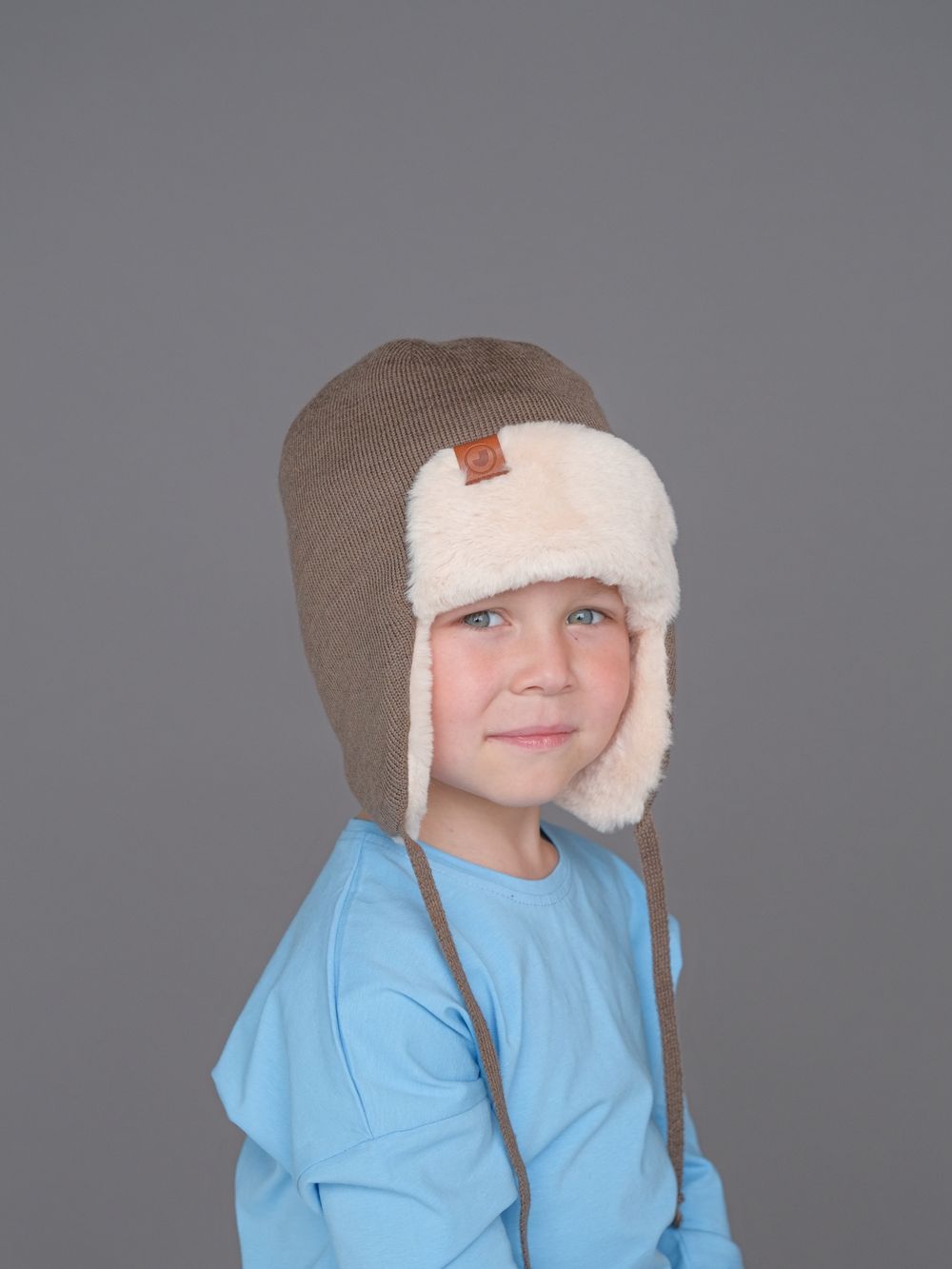 Шапка зимняя вязаная (Кофе с молоком) ТОКИ