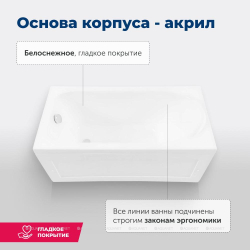 Акриловая ванна Aquanet (Акванит) Bright 170x75 с каркасом