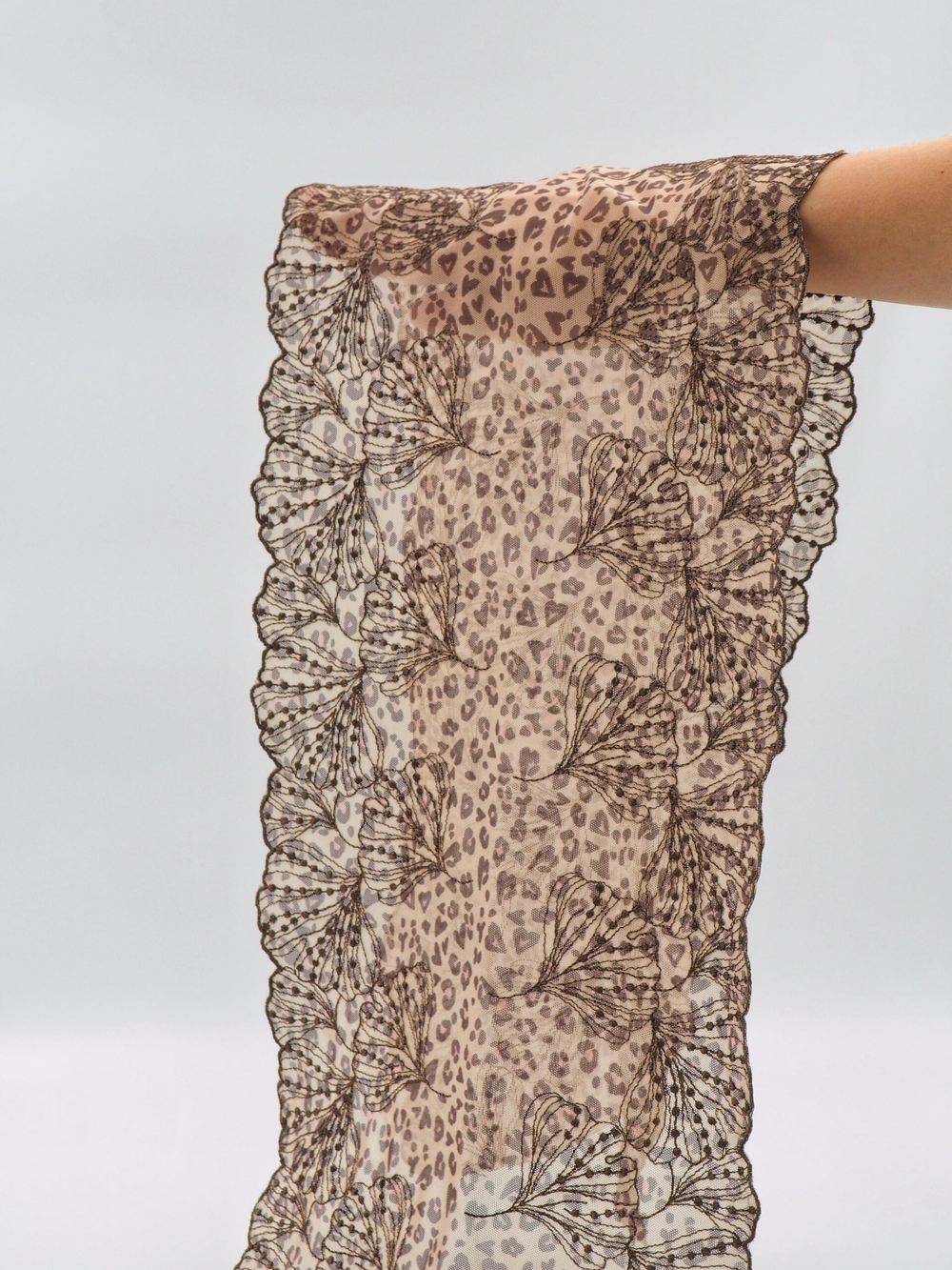 Вышивка на сетке леопардовая эластичная ширина 23 см