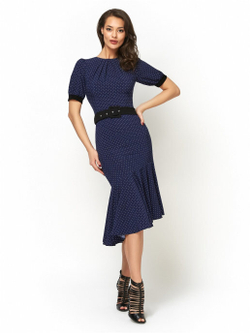 Платье в горох со складками на горловине 09-02-20 SS
