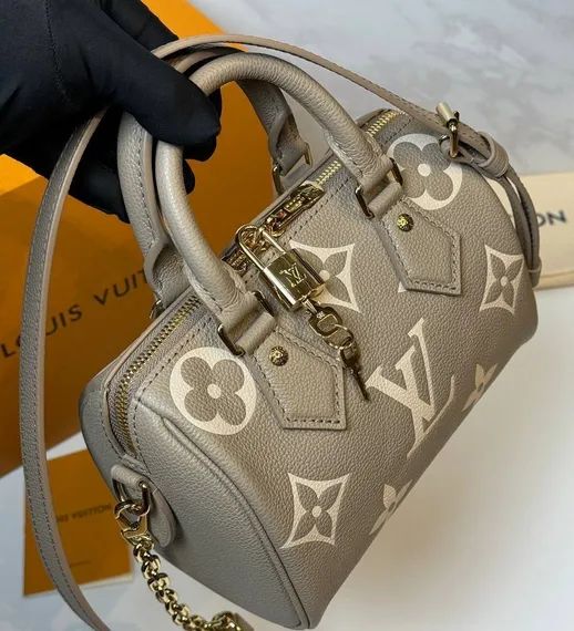 Сумка Louis Vuitton Speedy с плечевым ремнем серый/кремовый