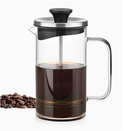 213045 Чайник френч-пресс SAMADoyo "F-125" 360мл, стекло/металл