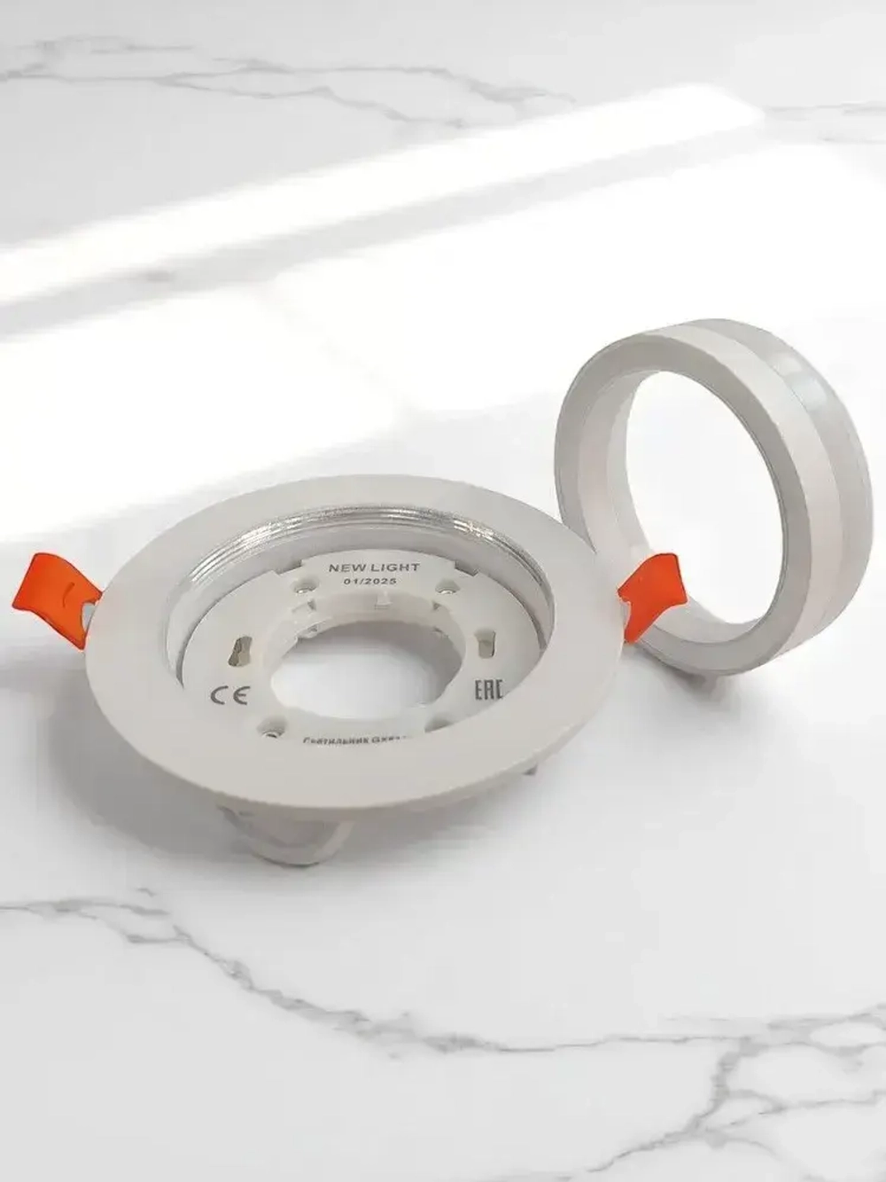 Встраиваемый, точечный потолочный светильник круг GX53, белый металл, комплект 5шт