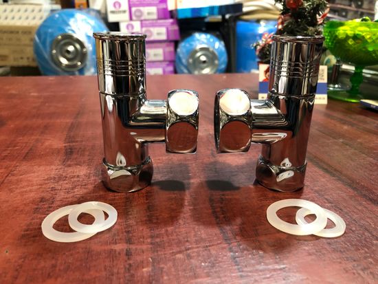 Кран для полотенцесушителя угловой 1х3/4" г/г круглый Tim, 2 шт