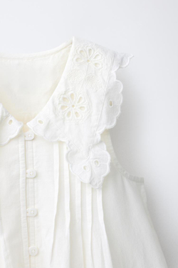 ZARA КОРОТКИЙ КОМБИНЕЗОН С ВЫШИВКОЙ, ЖЕЛТОВАТО-БЕЛЫЙ