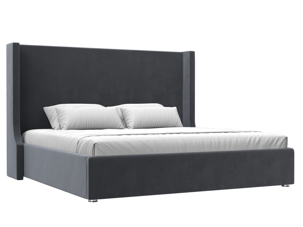 Кровать интерьерная Ларго 200, Серый, Велюр, 120748