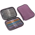 Крючки вязальные металлически в футляре 22шт «Favorite Hous», цвет как на фото, от 0,65мм до 6,5мм 22шт (футляр фиолетового цвета)