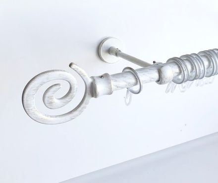 Карниз кованый витой для штор "Флексо" d20 мм однорядный, цвет белое золото