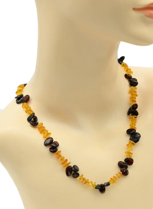 Бусы янтарные галтовка, крошка кофейный, медовый, 50см