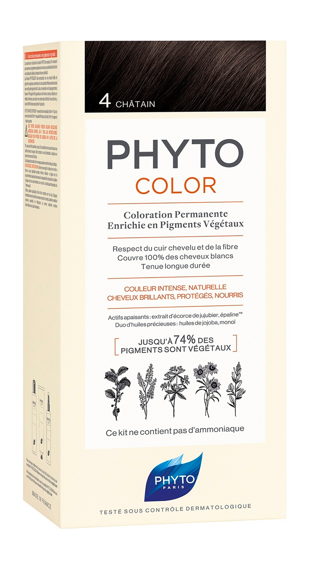 PHYTOSOLBA ФИТО крем-краска для волос тон 4 Шатен Phyto Phytocolor 4 CHÂTAIN 50/50/12