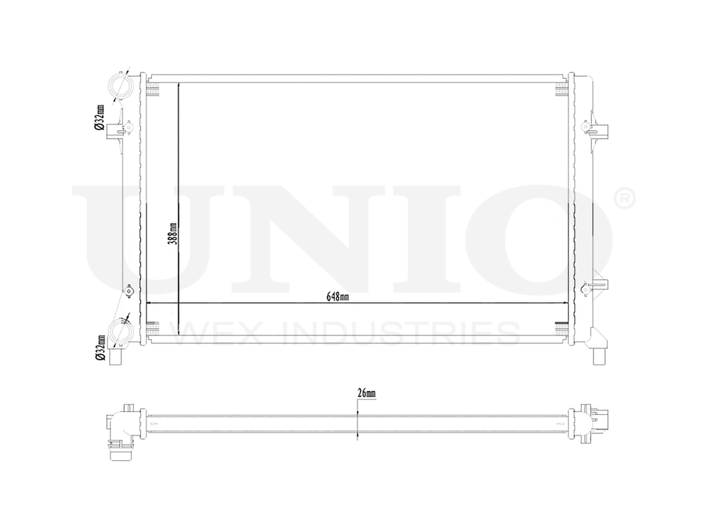 Радиатор охлаждения двигателя UNIO RAD-10071