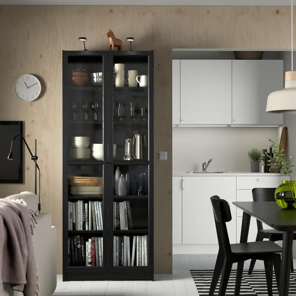 Стеклянная дверь - IKEA OXBERG/ОКСБЕРГ ИКЕА, 192х40 см, черный