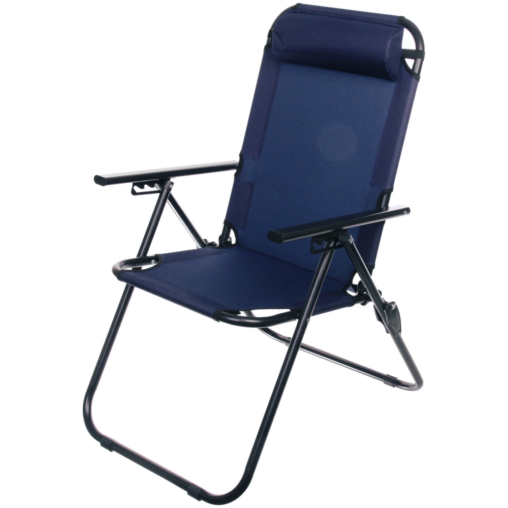 Кресло складное с подлокотниками TFS1608, 54*68*95 см, 3 положения, темно-синий.