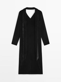 Massimo Dutti Длинное бархатное платье - STUDIO, черный