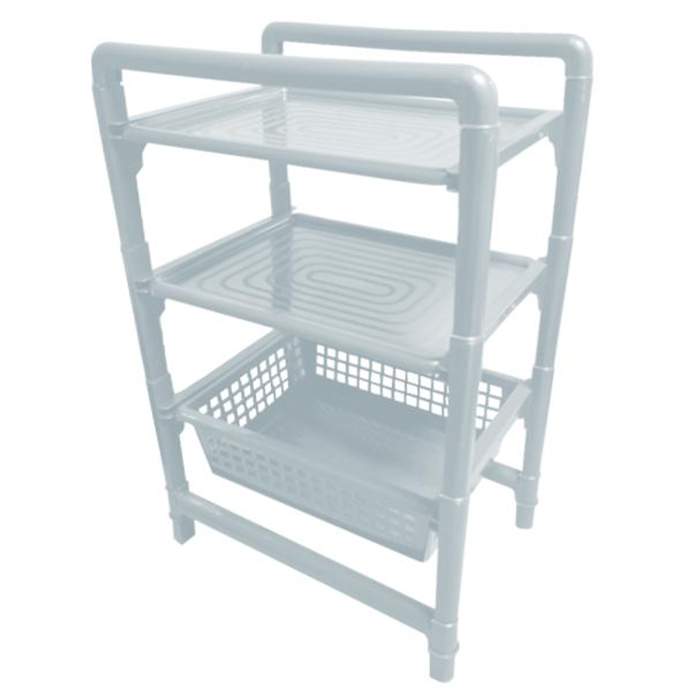 Этажерка 2 полки + 1 ящик цвет белый мрамор Б01.050.02СБ\-00-09-9016-11