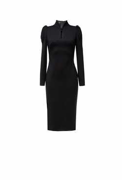 Трикотажное облегающее платье на молнии чёрное 05-04-23 FW