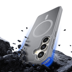 Прозрачный матовый чехол серого цвета с MagSafe от Dux Ducis для Samsung Galaxy S25 FE, серия Yind Series Case