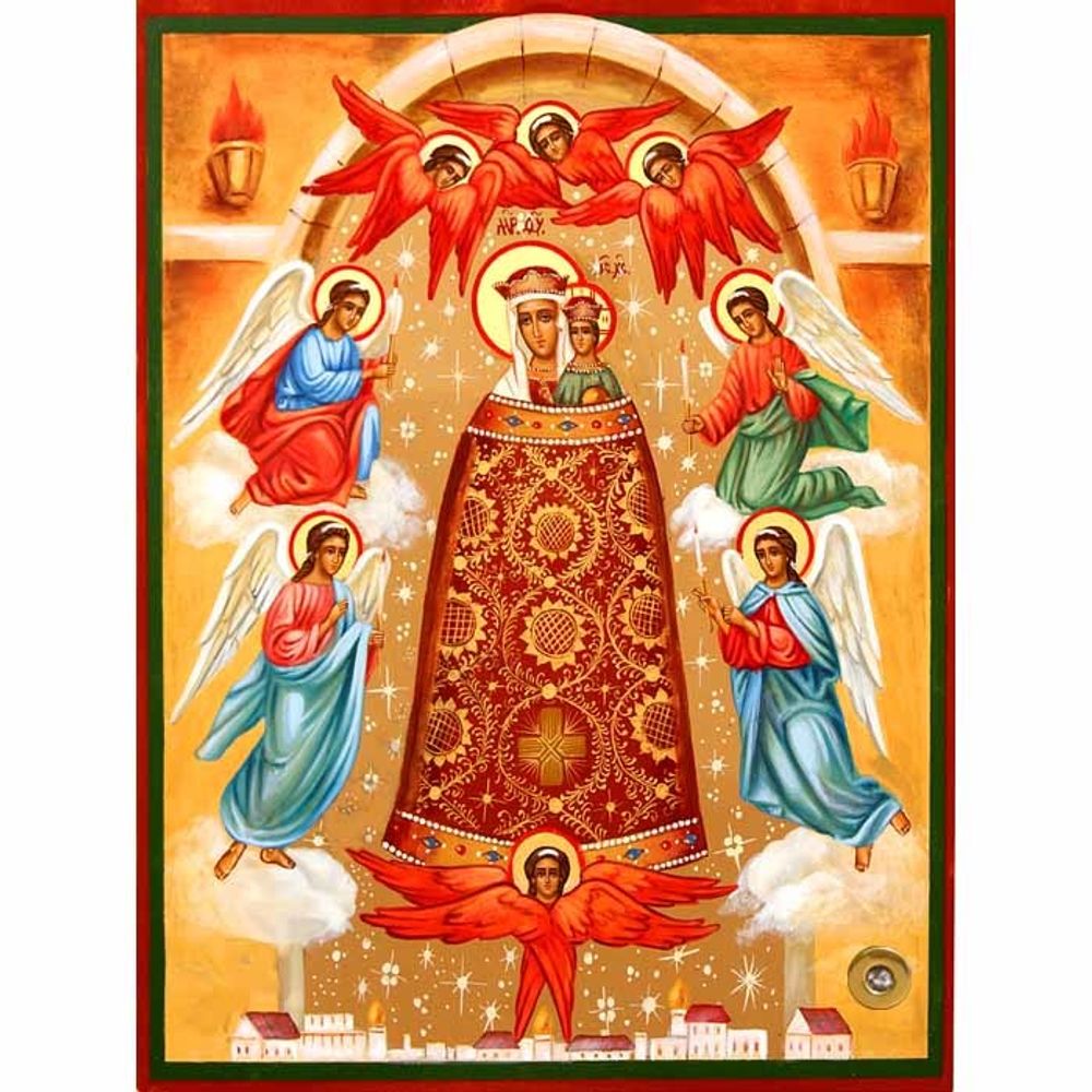 Прибавление ума. Икона Божьей Матери на дереве с мощевиком.