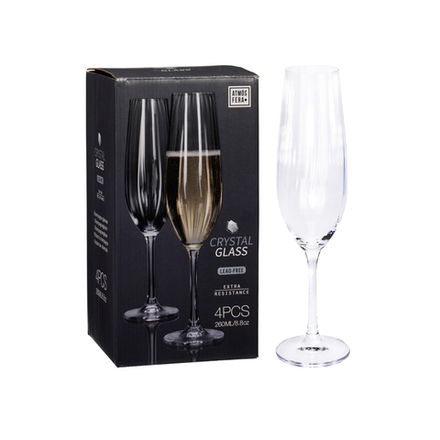 Набор из 4 хрустальных бокалов для шампанского 260 мл