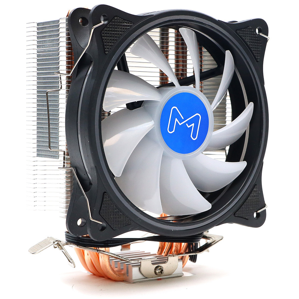 Кулер для CPU Mastero MC-120, 1х120мм, 800-1500rpm, 4-pin, Al+Cu, серебристый-черный-белый/FRGB, 38.5CFM, 22дБ, 4-PIPE(прямой контакт), TDP 140Вт, INTEL 1700/1200/115x/775, AMD AM5/AM4/AM3(+)/AM2(+)/FM2(+)/FM1 (MC120TW-PWM-RGB)
