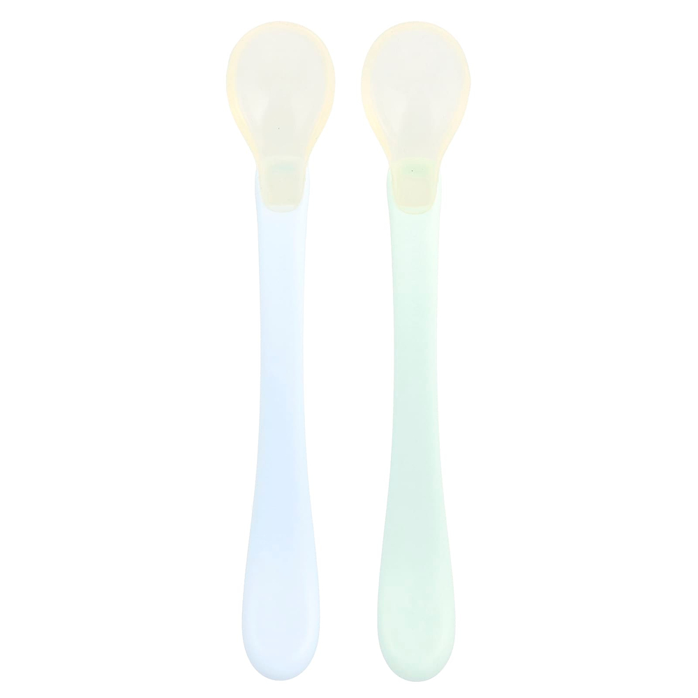 Green Sprouts, Silicone & Sprout Ware®, First Food Spoons, от 6 месяцев, Light Ealight, 2 упаковки