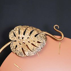 Часы настенные Monstera Deliciosa (Монстера) Колор Томленный оранжевый Амбер