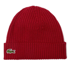 Czapka zimowa Lacoste Unisex Ribbed Wool Beanie - красный