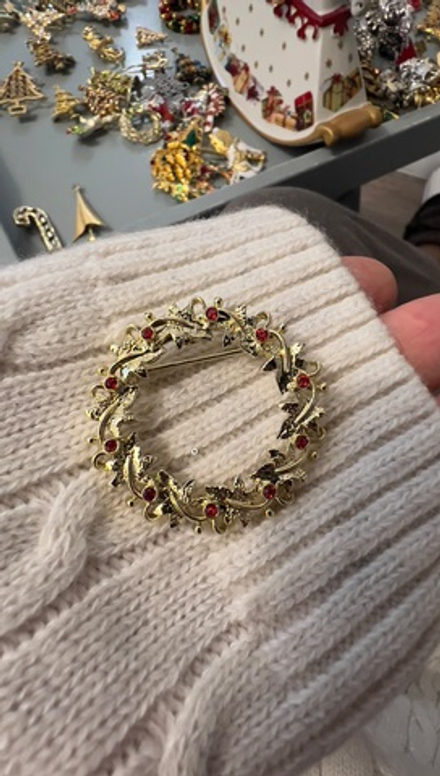 Новогодняя брошь веночек винтаж Gerry’s