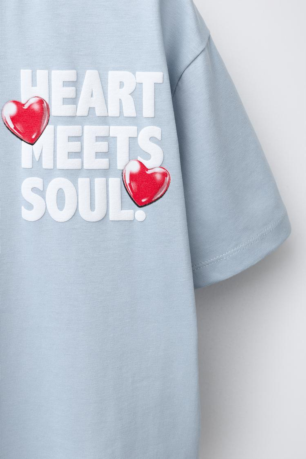 ZARA ФУТБОЛКА С РЕЛЬЕФНЫМ ПРИНТОМ, СИНИЙ