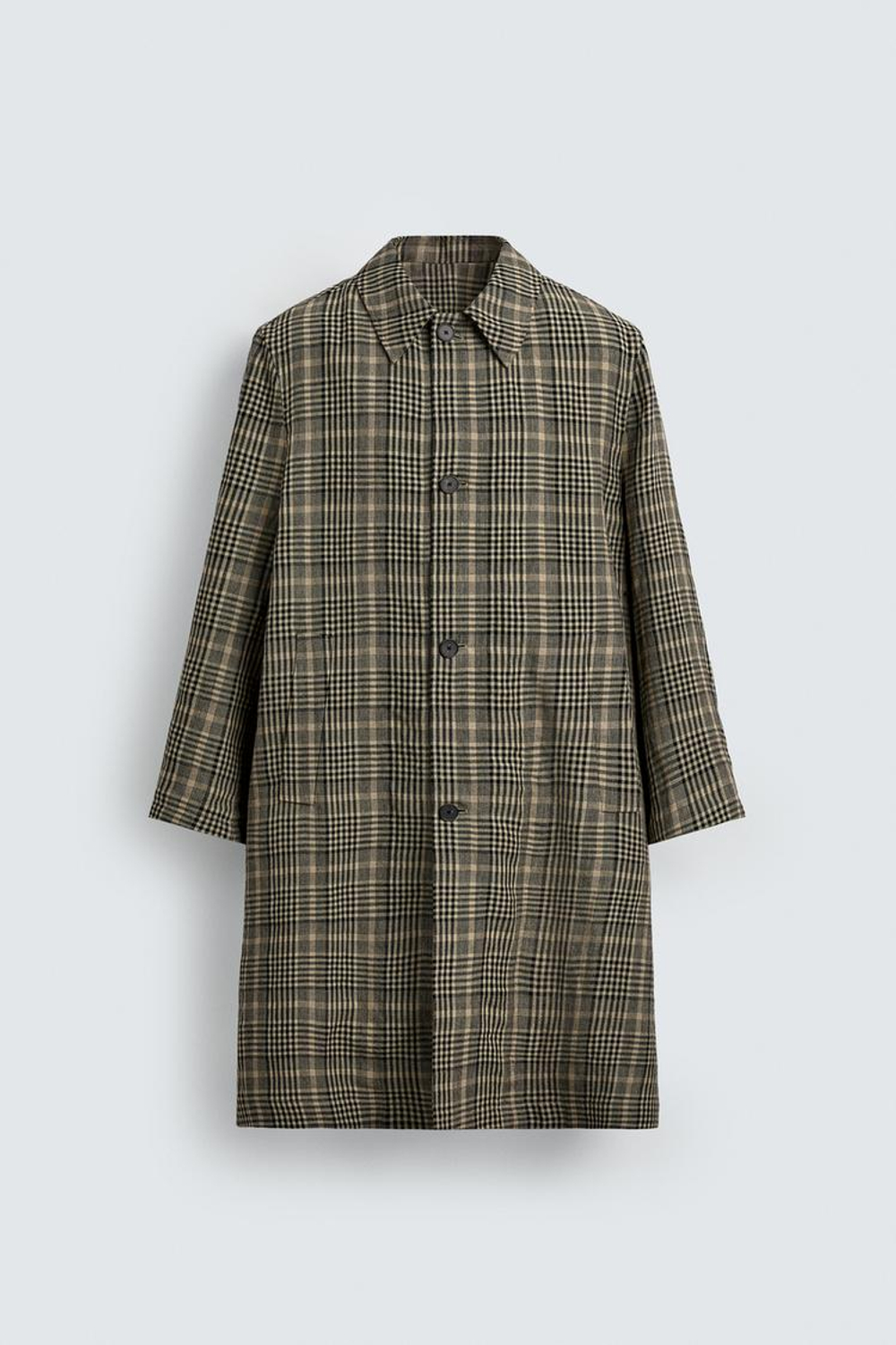 ZARA ПАЛЬТО ИЗ ШЕРСТИ И ЛЬНА — LIMITED EDITION, КОРИЧНЕВЫЙ